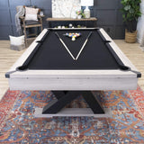 American Legend Kirkwood 90” Billiard Table with Rustic Finish, K-Shaped Legs and Black Cloth, Brown