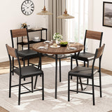 Pamapic Round Dining Table Set for 4, Kitchen Table and Chairs for 4, Dining Room Circle Dinner Pedestal Table