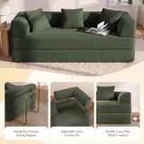 89" Cloud Boneless Convertible Sofa Bed, 5-in-1 Foldable Compressed High-Density Sponge Sofa, Corduroy Fabric 3 Seater Sleeper Couch Futon Daybed for Living Room Bedroom (Green)