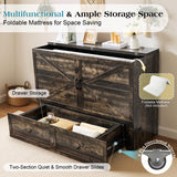 LUXOAK Full Murphy Cabinet Bed with with Storage & Charging Station