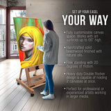U.S. Art Supply Double Rocker Crank Heavy Duty Extra Large Wooden Studio Floor Standing Easel - Double Mast Adjustable H-Frame Art Easel for Painting, Canvas Holder, Display Stand with Locking Wheels