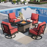 Sophia & William Metal Patio Furniture Set with Fire Pit Table, 5 Pieces