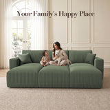 Modular Sectional Sofa Bed with Chaise, 115" Memory Foam Cloud Couch, Green