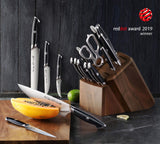 Swedish Powder Steel Forged, 17-Piece Knife Block Set, Walnut, Black Cangshan