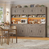 HOSTACK 75" Tall Kitchen Pantry Storage Cabinet, 45" W Hutch Cabinet, Grey