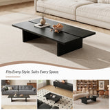 FHKJ 47.2" Modern Coffee Table for Living Room, Black Coffee Table Wood Living Room Table Rectangular Center Table Tea Table for Home Office