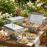 Chafing Dishes for Buffet 4 Pack 9 Quart Stainless Steel Chafer Buffet Servers and Warmers Set with Folding Frame for Weddings Parties Banquets Catering Events