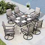 MFSTUDIO Swivel Patio Dining Chairs Set of 6, Brown Textilene Fabric