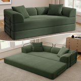 Cloud Boneless Couch Futon Sofa Bed, 5-in-1 Convertible Sofa Bed Pull Out Couch Sleeper Sofa Compressed Loveseat, 70" High-Density Sponge & Corduroy Fabric Futon Daybed for Living Room Bedroom(Green)