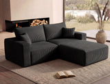 Modular Sectional Sofa with Ottoman, 79" L-Shaped Cloud Couch, Black