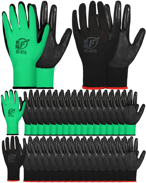 Honeydak 36 Pairs Gardening Gloves for Men Women Breathable Rubber Coated Garden Gloves(Black, Green)