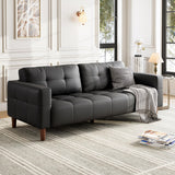 GarveeHome 3-Seater Sofa Couch, 83" Wide Faux Leather Couch with Deep Seats