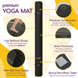 Large Yoga Mat 6'x4'x8mm Extra Thick, Durable, Non-Slip & Odorless Barefoot Exercise and Premium Fitness Home Gym Flooring Mat by ActiveGear - Black ActiveGear