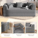 89" Cloud Boneless Convertible Sofa Bed, 5-in-1 Foldable Compressed High-Density Sponge Sofa, Corduroy Fabric 3 Seater Sleeper Couch Futon Daybed for Living Room Bedroom (Gray)