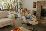 Nouhaus Classic Massage Chair with Ottoman. White Leather Lounge Chair, with Percussive & Shiatsu Chair Massager, Bluetooth Speaker and Recliner. Cozy Bedroom Chair with Spot and Full Body Massager