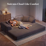 89" Cloud Boneless Convertible Sofa Bed, 5-in-1 Foldable Compressed High-Density Sponge Sofa, Corduroy Fabric 3 Seater Sleeper Couch Futon Daybed for Living Room Bedroom (Gray)