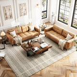 GarveeHome 3-Seater Sofa Couch, 83" Wide Faux Leather Couch with Deep Seats