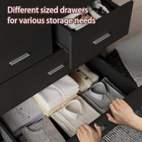 FJTJBSI Dresser with Power Outlets Wooden 6 Drawer Dresser with Large Organizer Black Tall Storage Organizer with Smooth Metal Rail Modern Chest of Drawers Closet for Bedroom Hallway