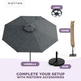 Midtown Umbrellas Push & Pop 10 Ft Patio Umbrellas with Push & Pop Mechanism, Fiberglass Ribs & Sunbrella Fabric – Outdoor Umbrella for Deck, Pool, Cafés and Hotels – Cast Slate Canopy, Black Pole