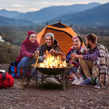 Fire Beauty Fire Pit for Outside Wood Burning Firepit BBQ Grill Steel Fire Bowl with Spark Screen Cover, Log Grate, Poker Fire Beauty