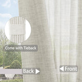 Macochico Extra Wide Pinch Pleated Linen Curtains for Sliding Door Patio Doors with Tieback, Natural Living Room Bedroom Curtain Privacy But Let Light in, 120”Wx96”L, Fog, 1 Panel