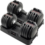 CAP ADJUSTABELL® 55 lb Pair of Adjustable Dumbbells with Contoured Full Rotation Handle, Honeycomb Chrome and Black Handle