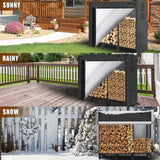 KYATE 4ft Firewood Rack Outdoor with Cover Fireplace Wood Storage Heavy Logs Stand Stacker Holder Strong Lumber Racks Outside for Courtyard Patio