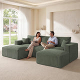 115" Modular Sectional Sofa, U Shaped Cloud Boneless Couch Green