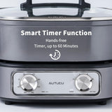 Electric 6.5 Quart | 8-in-1 Multi-Cooker with Safe Nonstick Coating, Three Level Power | Timer, up to 60 Minutes AUTUCU