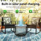 MIUWLXT 26" Solar Patio Side Table,Black Metal Material with LED Light