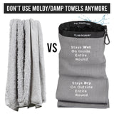Club Scrub Towel Pro, Golf Club and Ball Cleaning Pouch with Attached Towel, Waterproof Exterior + More (Gray)