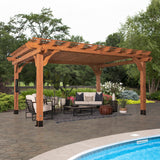 Backyard Discovery Beaumont 16' x 12' Traditional Cedar Wood Pergola Kit with Trellis Roof
