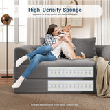 Living&Giving Convertible Boneless Couch, 5-in-1 Foldable Floor Futon Sofa Bed, 70" Corduroy Loveseat Sleeper with High-Density Foam & Firm Support for Small Apartment, Medium Gray