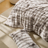 Wajade Fluffy King Comforter Set Tie-Dye Beige Soft & Fuzzy Faux Fur Comforter Luxury Lightweight Plush Bedding Set for Bedroom All Season