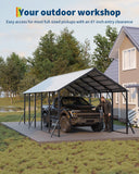 GarveeLife 13x26 ft Metal Carport with Vertical Roof, Heavy-Duty Metal Car Port 120° Steep-Pitch Roof, 133" High-Clearance for Full-Sized Pickups, Tractors, and Bass Boats