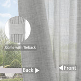 Macochico Extra Wide Pinch Pleated Linen Curtains for Sliding Door Patio Doors with Tieback, Natural Living Room Bedroom Curtain Privacy But Let Light in, 120”Wx96”L, Grey, 1 Panel