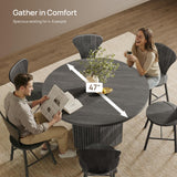 Round Dining Table for 4 6 People 47" Fluted Kitchen Dinner Table Modern Wooden Circle Dining Room Table
