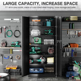 Metal Storage Cabinet with 2 Doors and 6 Shelves,Black Metal Cabinet with Lock