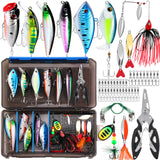 PLUSINNO Fishing Lures Fishing Tackle Box Fishing Bait Gifts for Men, Bass, Trout Fishing Accessories Kit for Saltwater & Freshwater Fishing Gear Including Topwater Lures, Hooks, Spinnerbaits PLUSINNO