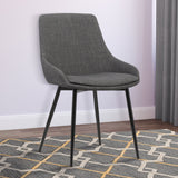 Mid Century Modern Dining Accent Side Chair for Kitchen Table Office Desk Vanity in Charcoal Fabric and Black Metal Armen Living