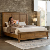 LUXOAK Solid Wood King Bed Frame, Traditional Platform Bed with 65.2" High Headboard, Heavy Duty Wooden Slats, No Box Spring Needed, Easy Assembly, Light Brown