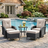 5 Pieces Outdoor Patio Furniture Set, Wicker Swivel Rocker Chairs Sets