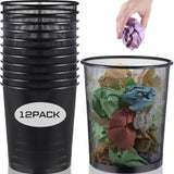 Hushee 12 Pcs Metal Mesh Trash Can Wire Waste Paper Basket Trash Bin Garbage Can for Dorm Room, Office Under Desk, School, Kitchen, Bedroom, Den, Toilet(Black,12 Pcs)