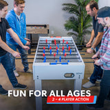 GoSports 54 Inch Full Size Foosball Table - White Finish - Includes 4 Balls and 2 Cup Holders