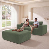 Modular Sectional Sofa with Ottoman, 79" L-Shaped Cloud Couch, Green