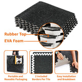 Sivan Fitness .3" Thick Rubber Top High-Density EVA Foam Gym Flooring for Home Gym - 72 Sq Ft Exercise Mat Tiles for Workout, Yoga, MMA, Heavy Exercise Equipment Mat - 18 Interlocking Gym Floor Mat
