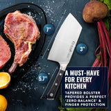 Cutluxe Meat Cleaver Knife - 7" Heavy Cleaver Butcher Knife, Razor Sharp German Steel Blade, Full Tang, Ergonomic Handle Design – Artisan Series