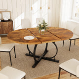 Extendable Round Dining Table Set for 6 People, 43.3"-59" Extendable Kitchen Table with 6 Upholstered Chairs