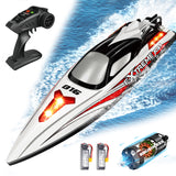Levhorzn 34+MPH Brushless RC Boat for Adults & Kids with 2 Rechargable Batteries- Large 19” Remote Control Boat Toy, HJ816 Rc Speed Boats for Lakes & Rivers (Grey)