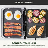 GreenPan 6-in-1 Multifunction Removable Plate Indoor Grill & Electric Griddle, Diamond Infused PFAS Free Ceramic Nonstick Reversible Plates, Opens Flat, Adjustable Temp, Panini Press, Black